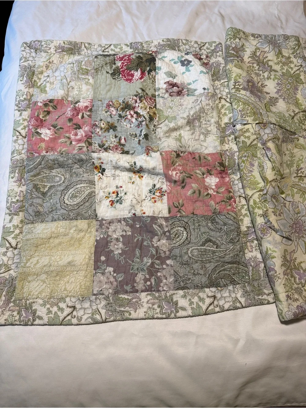 Vintage Cottagecore Floral Quilted Pillow Shams Set of 2 Standard